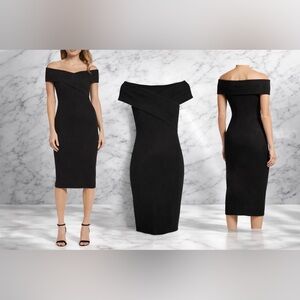 Michael Kors Black Off-Shoulder Midi Dress – Size L